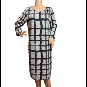 "Cato Est 1946 J/M Dress Enchanted Burlap Gray Black
size large grid plaid